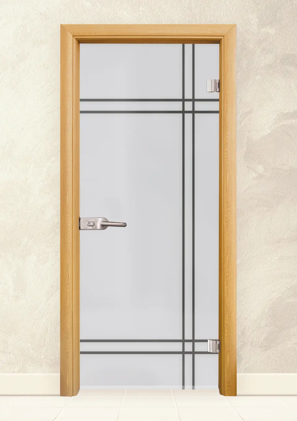 Стъклена интериорна врата Sand G 13-8, Светъл дъб